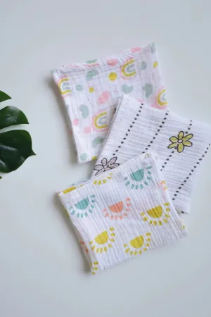 Sunlit Blossom-Muslin Baby Wipes-Pack of 3