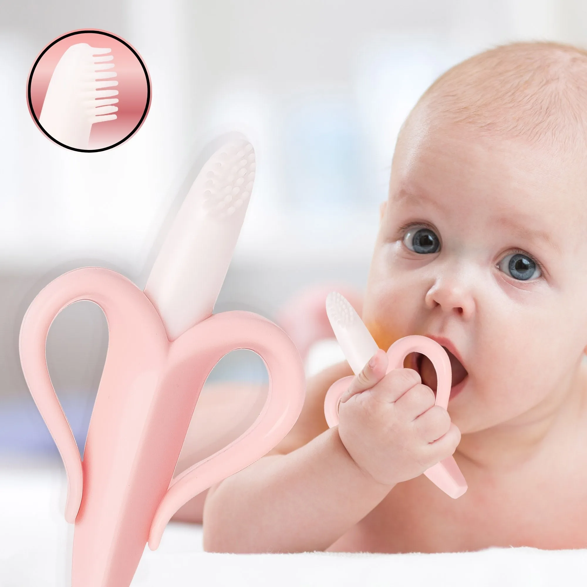 The Little Lookers Single Silicone Banana Shaped Teething Toothbrush/Teether for Baby/Toddlers/Infants/Children