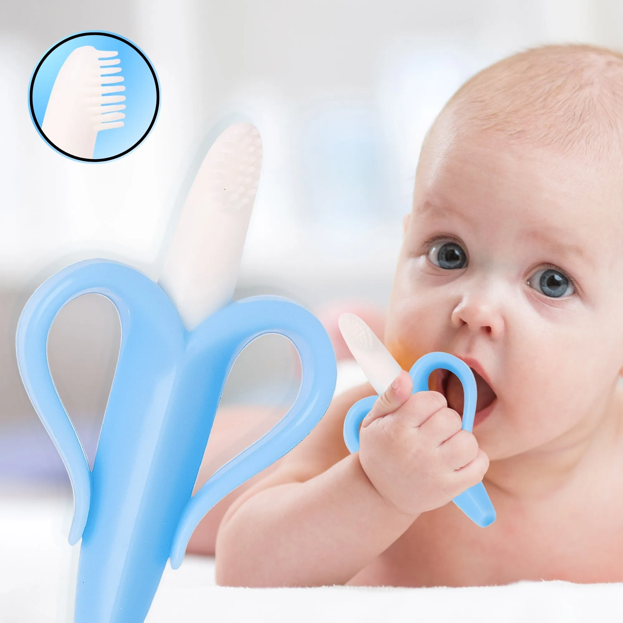 The Little Lookers Single Silicone Banana Shaped Teething Toothbrush/Teether for Baby/Toddlers/Infants/Children