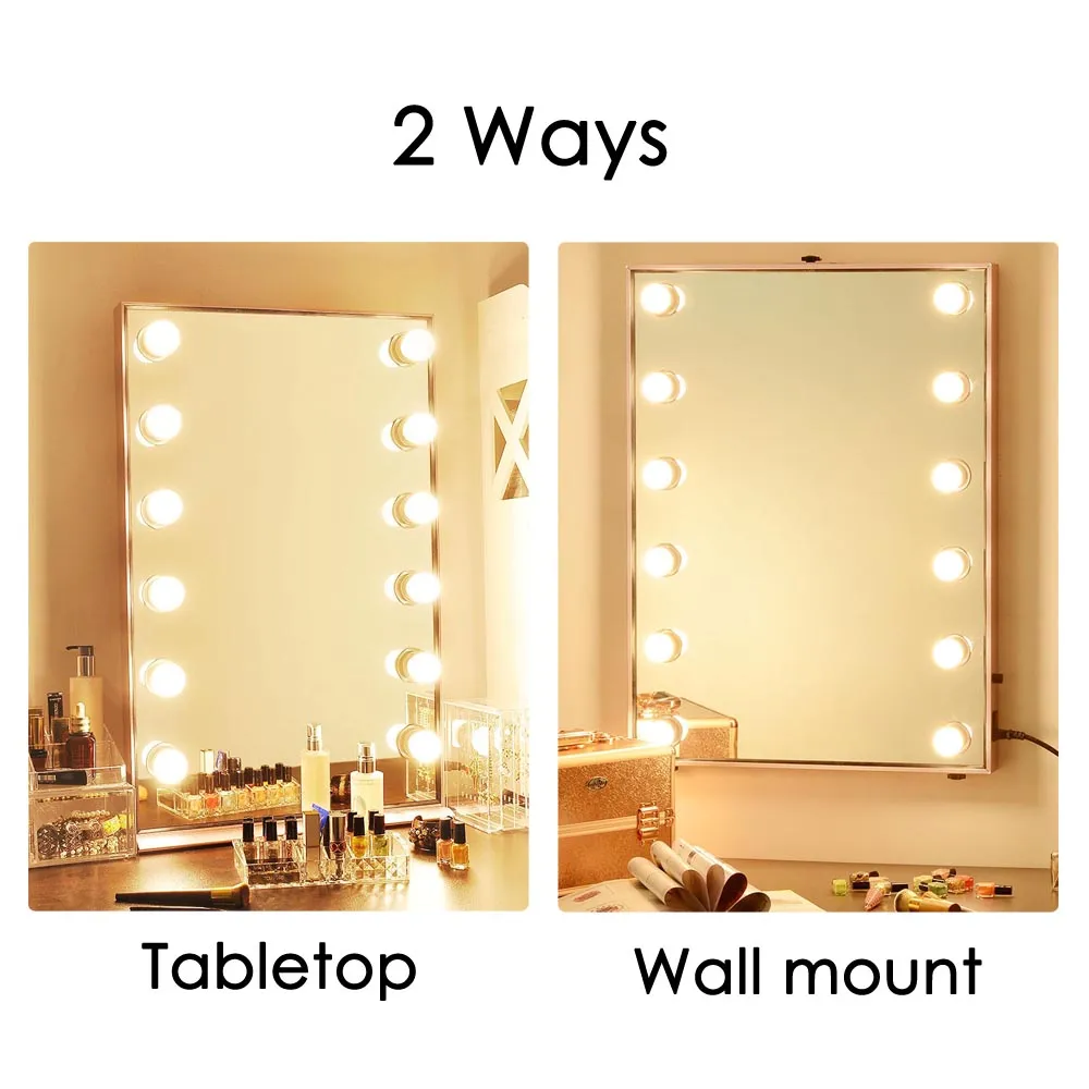 TheLAShop Large Hollywood Vanity Mirror w/ Lights 24"x34" Tabletop Wall Mount