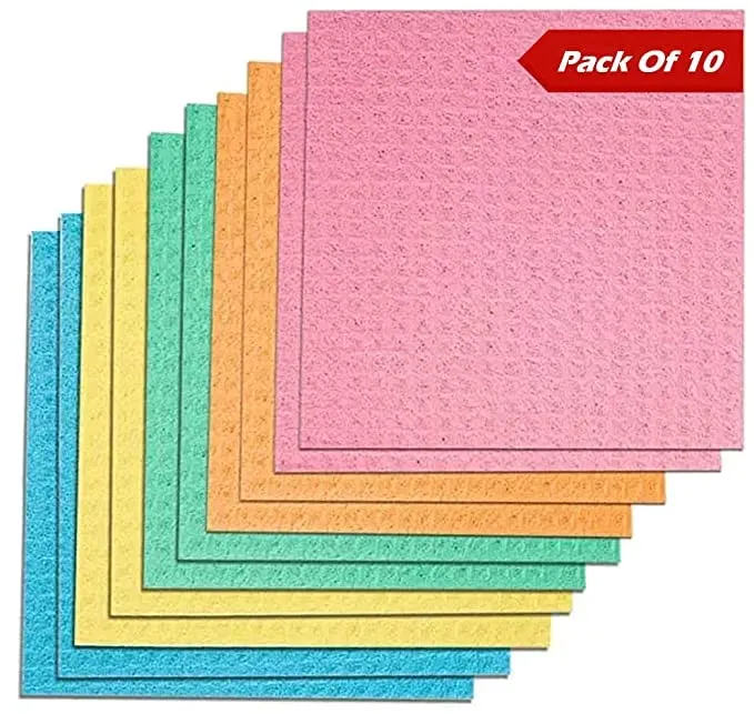 Tidy Home Cellulose Cleaning Sponge for Kitchen, 20 x 16 x 0.5 cm - Pack of 10 Wipes (Multicolour)