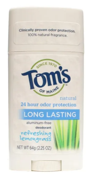 TOM'S OF MAINE - Natural Deodorant Stick Refreshing Lemon Grass - 6 x 2.25 oz. Sticks