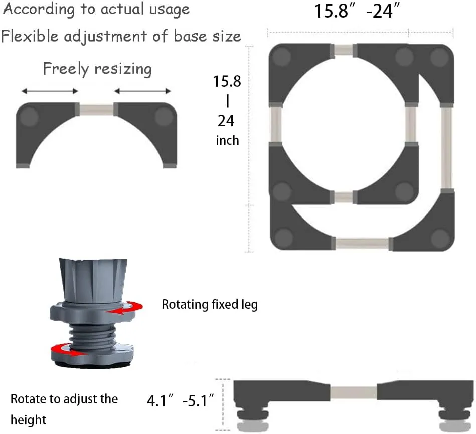 Universal Mobile Base, Fridge Dryer, Washing Machine Refrigerator Stand with 4 Strong Feet Multi-Functional Adjustable Base