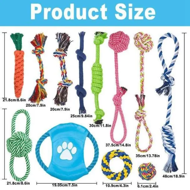 Unstoppable Fun: 12Pc Large Dog Toys Set for Aggressive Chewers!