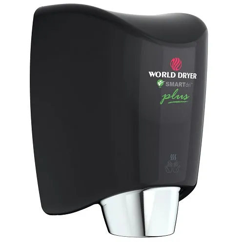 WORLD DRYER® K-162P2 SMARTdri® Plus Hand Dryer -  Black Epoxy on Aluminum Automatic Surface-Mounted